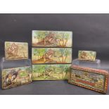 Seven Egyptian cigarettes pictorial tins.