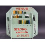 A Venus Perfect Pencils shop advertising display/dispenser, 15" wide x 13" high x 3 1/2" deep.