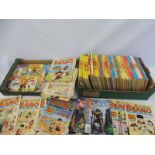 A large quantity in two boxes of Beano and Dandy annuals and comics, circa 1970s/1980s.