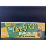An Oldham Lively "O" Accumulators rectangular advertising poster, 39 1/2 x 14 1/2".