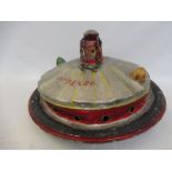 A handpainted fairground/carnival flying saucer, by repute from a haunted house ride, approx. 27"