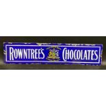 A Rowntree's Chocolates narrow enamel sign with central Royal Warrant coat of arms, very good gloss,