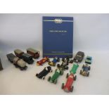 A suitcase of die-cast models including Dinky racing cars etc.