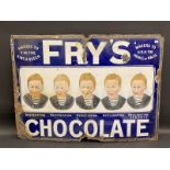 A Fry's Chocolate 'Five Boys' pictorial enamel sign, coloured faces version, 30 x 21 3/4".