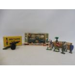 A circa 1976 Britains military Land Rover with figures, model in near excellent condition, no. 9782,