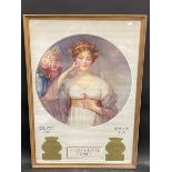 A framed and glazed Ceylindo Tea calendar advertisement for 1917 depicting a glamorous Edwardian