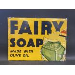 A Fairy Soap 'Made with Olive Oil' pictorial tin advertising sign, 21 x 15 1/2".