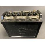 An Exide branded rectangular lidded box in the form of a battery, very well detailed, made by