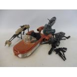 A small collection of original Star Wars mini rigs, to include Luke's landspeeder, complete screen