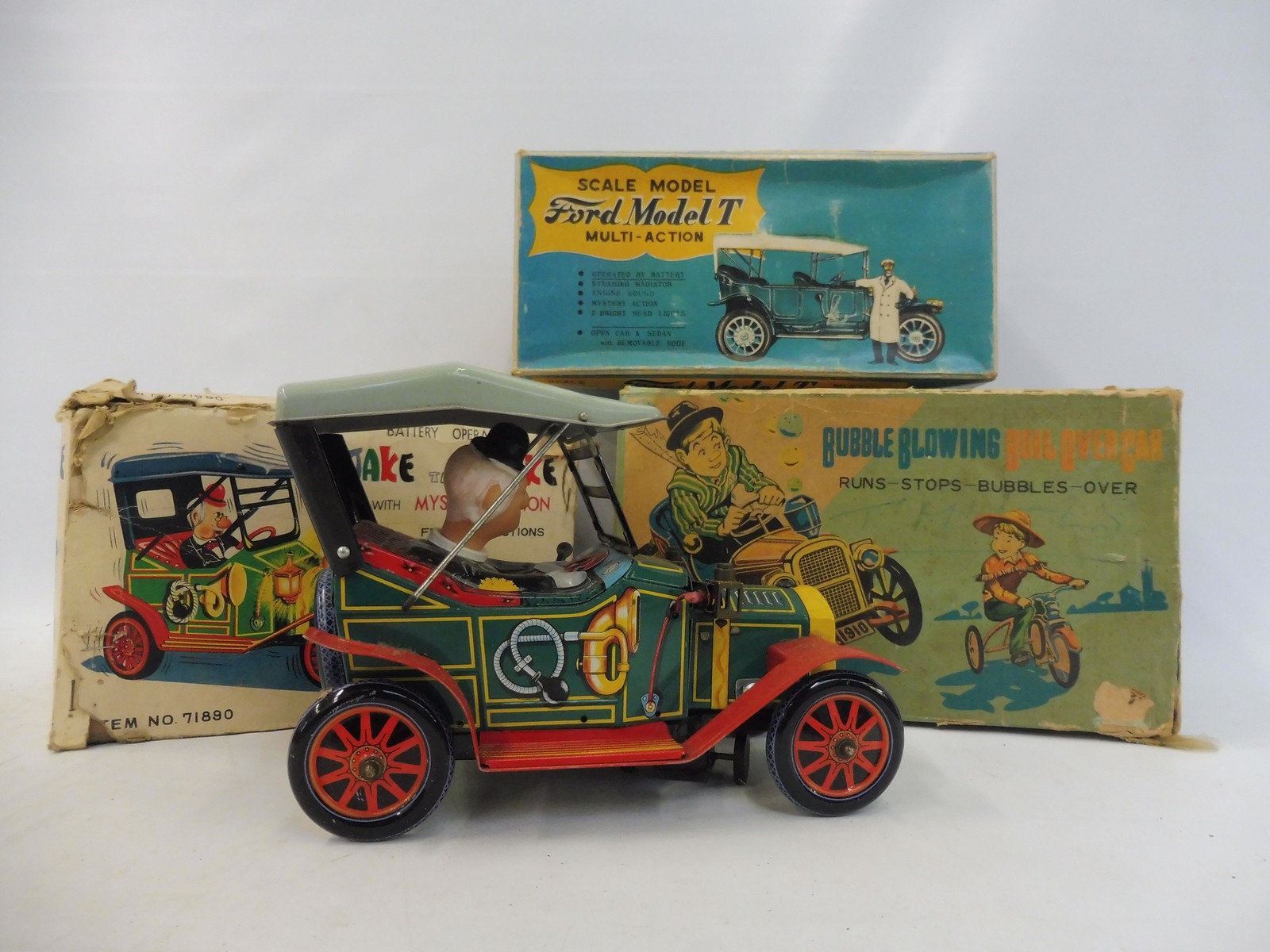 A boxed Japanese tinplate battery operated 'Jake the Shake' and an empty box for 'Bubble Blowing - Image 3 of 6