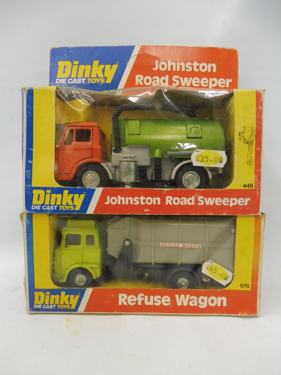 Two circa 1970s Dinky Toys, a Refuse Wagon and a Johnson Road Sweeper, boxes generally good.