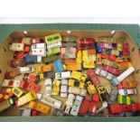 A tray of playworn die-cast models to include Matchbox, Lesney etc.