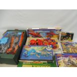 Three trays of plastic action sets to include a collection of Matchbox Linkits, unchecked.