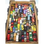 A tray of approx. 58 unboxed die-cast models, plus 28 unboxed Hot Wheels and Matchbox cars.