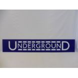 A London Underground blue and white lightbox perspex front sign, 64 x 11 1/2".