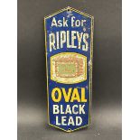 A Ripley's Oval Black Lead part pictorial tin finger plate, 3 x 8 1/2".