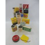 A selection of small packaging from a childrens shop display, including Colman's Mustard.