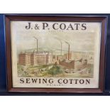A large ariel view on canvas of the J. & P. Coats Limited of Paisley's (Scotland) factory, a rare