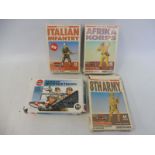 Four Airfix HO/OO gauge military figures, to include the Africa corps, Italian Infantry, German