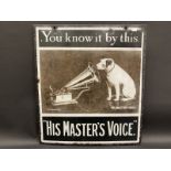 A rare H.M.V. (His Master's Voice) pictorial 'nipper' enamel sign bearing the words 'You know it