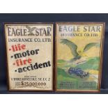 Two framed and glazed Eagle Star Insurance Co. Ltd advertising posters, ome depicting a pre-war