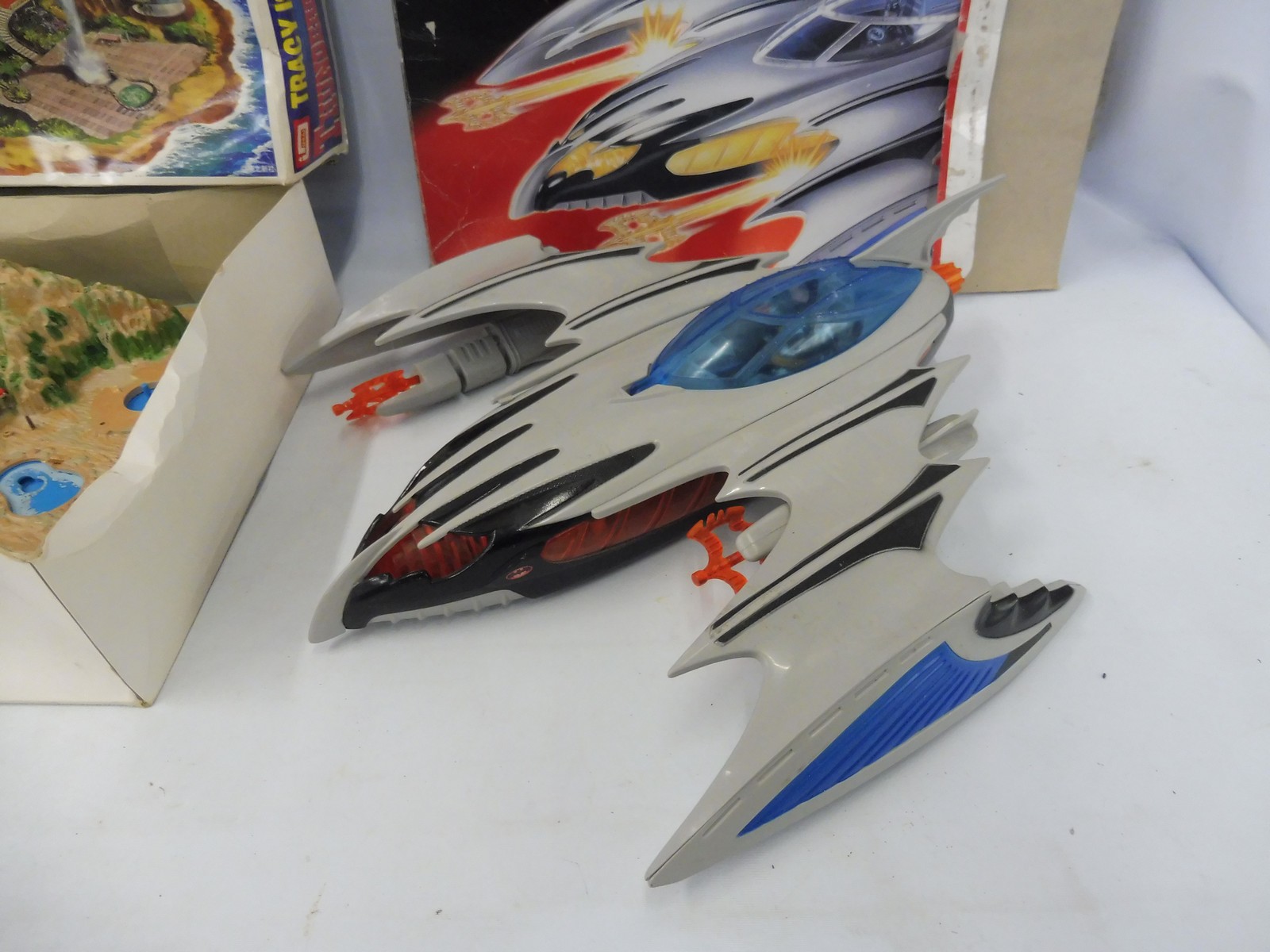 A quantity in three trays of plastic toys to include a boxed Thunderbirds Tracy Island, also - Image 4 of 4