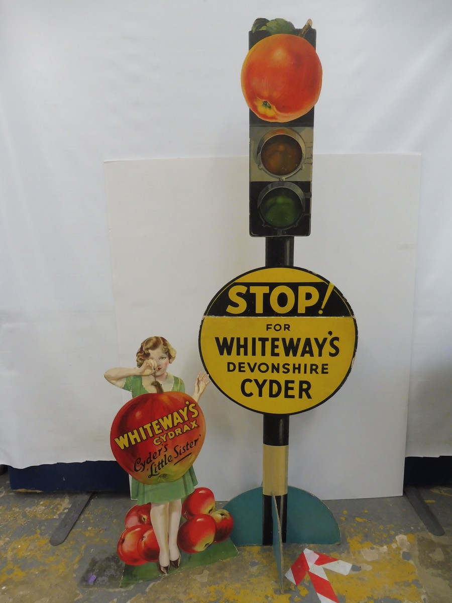 An extremely rare 'STOP! for Whiteway's Devonshire Cyder' die-cut floor standing advertising display