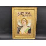 An Edwardian gilt framed and glazed pictorial advertisement for Berneval Cigarettes printed