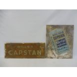 A Wills's Capstan glass hanging advertising sign, on chains, 24 x 9", plus a Wills's Navy Cut