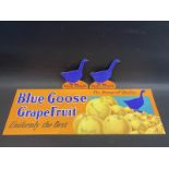 A Blue Goose GrapeFruit window poster 24 x 8" plus two cardboard die-cut 1930s showcards.