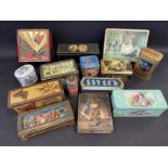 A collection of assorted tins, mostly confectionary etc.