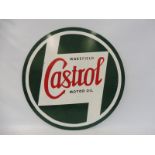 A contemporary circular painted sign, advertising Castrol, 24" diameter.