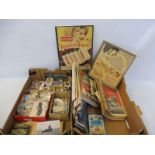 Two boxes of mixed ephemera including cigarette and tea cards, etc.