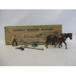 An original Britains general purpose plough, with horses and original box, no. 6F.