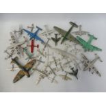A selection of Dinky aircraft including high wing monoplane, four-engined airliner etc.