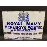 A Royal Navy Men & Boys Wanted recruitment enamel sign, 34 x 24".