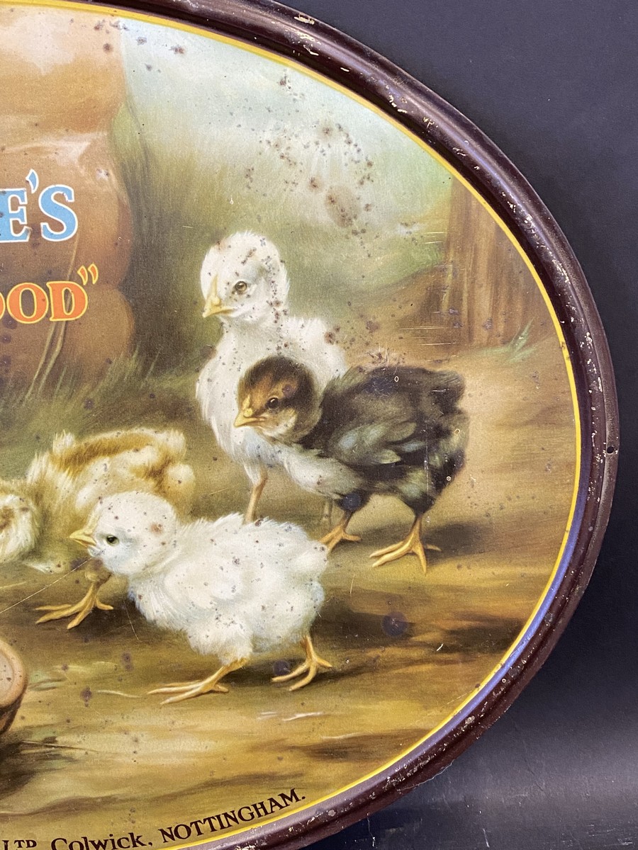 An Armitage's Dry Chick Food oval tin advertising sign, 17 3/4 x 14". - Image 4 of 5