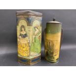 An early Victory V hexagonal tin depicting images of Edwardian ladies in glamorous dresses plus a