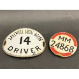 A Bakewell Local Board 'Driver' enamel armband badge plus a 'Public Service Vehicle' driver badge,