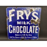 A Fry's Milk Chocolate enamel sign by Patent 24 x 24".