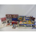 Assorted boxed die-cast models in two trays, to include the Hot Wheels Megarig Construction Set.