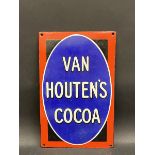 An extremely rare Van Houten's Cocoa rectangular enamel sign of very small size, some small areas of