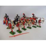 A small selection of die-cast Medieval knights and long bowmen.