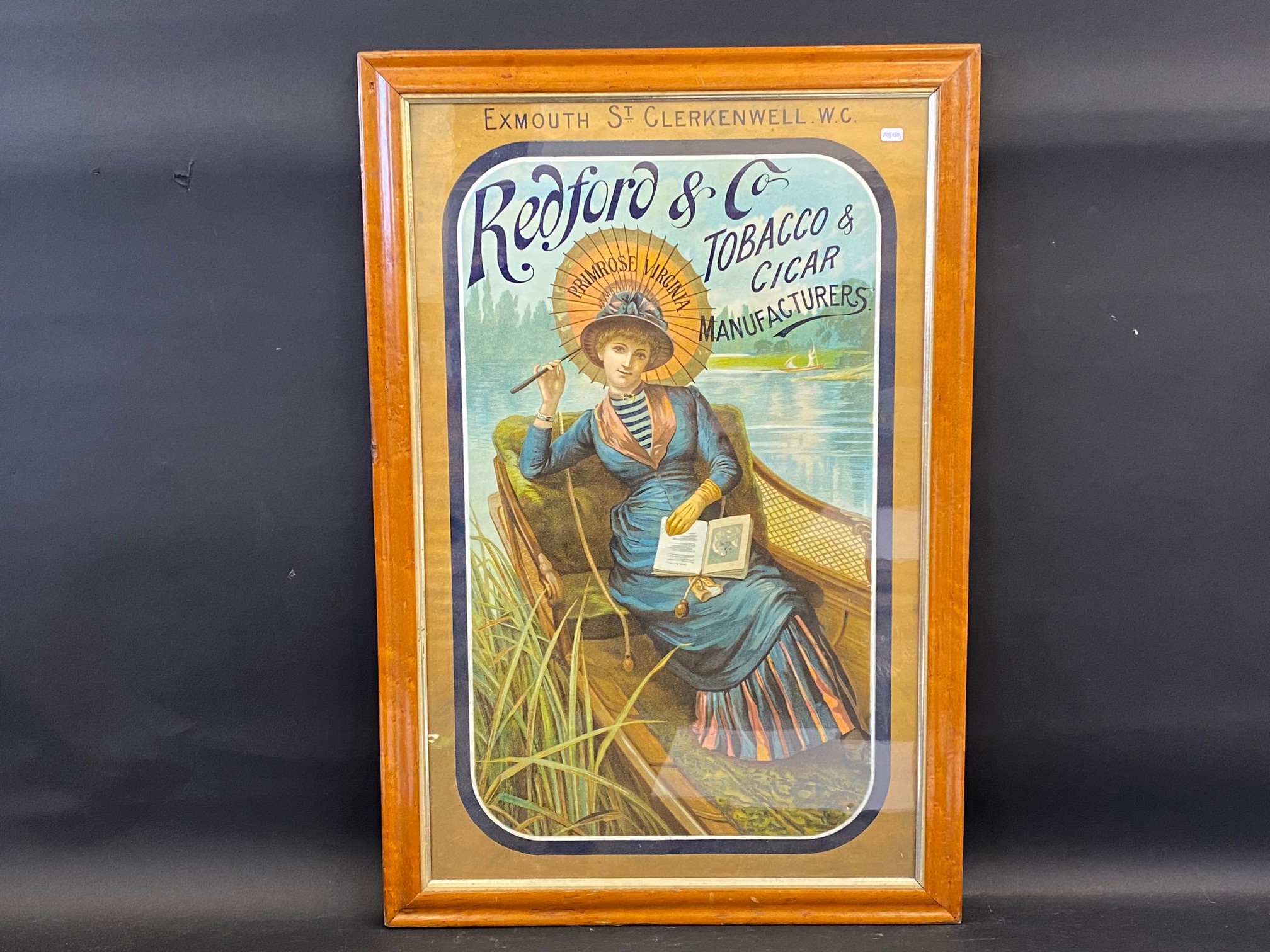 A rare Redford & Co Tobacco & Cigar Manufacturers pictorial original chromolithograph depicting an