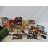 A large quantity of early cassette computer games.