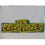 A fairground brightly coloured wooden sign 'Win Cash or Prizes', 72 x 22".