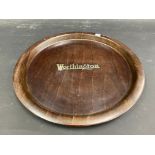 A 'Worthington' sanenwood beer tray, 13" diameter.