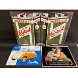Three modern tin signs, one for Castrol.