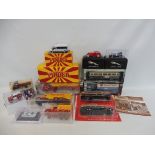 Various 1:43rd scale models including buses, lorries, cars and circus related items; also a single