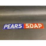 A Pears' Soap rectangular enamel strip sign, with some restoration to the blue, 18 1/2 x 2 3/4".